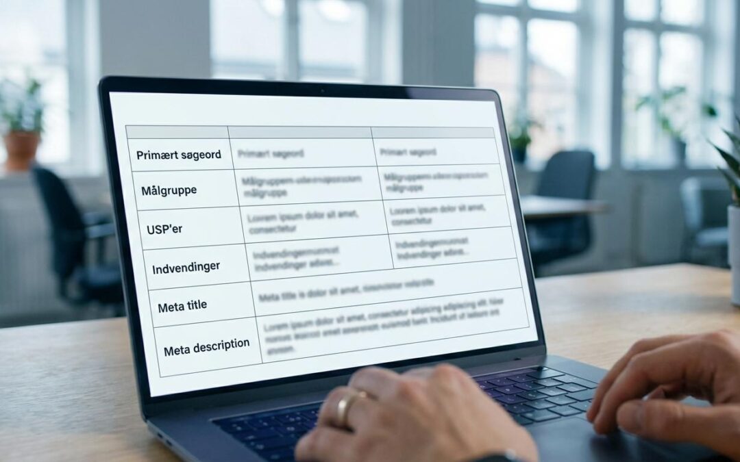 Produktbeskrivelser der ranker: SEO content-brief skabelon til e‑commerce